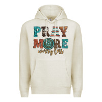 Oatmeal Heather pray more worry less Premium Hoodie - Artiststas