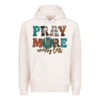 Pale Pink pray more worry less Premium Hoodie - Artiststas