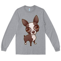 Heather Grey zippy the boston terrier Long Sleeve Tee - linhVisuals