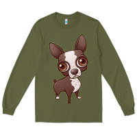 Army Green zippy the boston terrier Long Sleeve Tee - linhVisuals