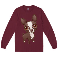 Burgundy zippy the boston terrier Long Sleeve Tee - linhVisuals