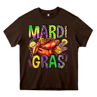Chocolate Brown mardi gras crawfish olivia Heavy Core Tee - OliviaCreatesArt
