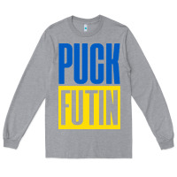 Heather Grey puck futin meme Long Sleeve Tee - linhVisuals