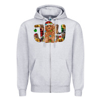Heather Grey toy poodle christmas joy Zipper Hoodie - RanaPortraitStore