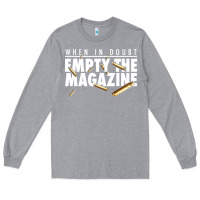 Heather Grey when in doubt empty the magazine Long Sleeve Tee - linhVisuals