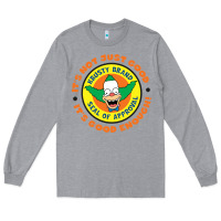 Heather Grey krusty the clown Long Sleeve Tee - linhVisuals