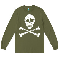 Army Green skull crossbones Long Sleeve Tee - linhVisuals