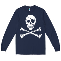 Navy skull crossbones Long Sleeve Tee - linhVisuals