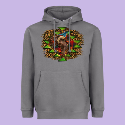 Western Christmas Rodeo Distressed Heavyweight Hoodie Designed By Ranaportraitstore