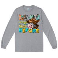Heather Grey Deja Moo I've Heard Tih Bull Before Long Sleeve Tee - CowhideDigitalArt