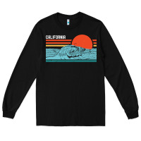 Black vintage california wave surf retro 80s california beach surfing Long Sleeve Tee - linhVisuals