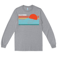 Heather Grey vintage california wave surf retro 80s california beach surfing Long Sleeve Tee - linhVisuals