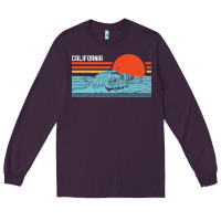 Plum vintage california wave surf retro 80s california beach surfing Long Sleeve Tee - linhVisuals