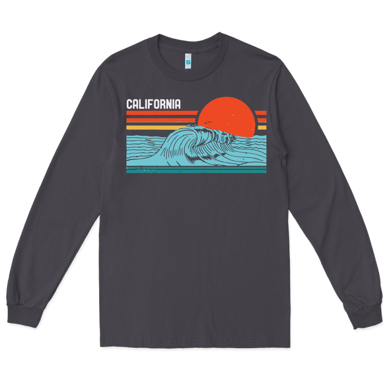 Vintage California Wave Surf Retro 80s California Beach Surfing Long Sleeve Tee by linhVisuals | Teevron