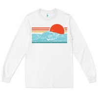 White vintage california wave surf retro 80s california beach surfing Long Sleeve Tee - linhVisuals
