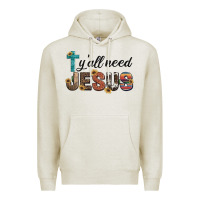 Oatmeal Heather y'all need jesus Premium Hoodie - Artiststas