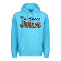 Ocean Blue y'all need jesus Premium Hoodie - Artiststas