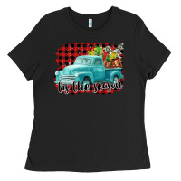 Black Tis The Season Christmas Truck Ladies Tee - FaDigitalArtStudio
