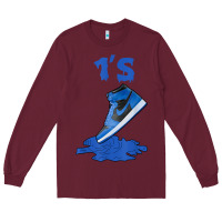 Burgundy 1 retro high og dark marina blue tee shoes dripping got em t shirt Long Sleeve Tee - linhVisuals