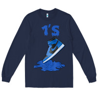 Navy 1 retro high og dark marina blue tee shoes dripping got em t shirt Long Sleeve Tee - linhVisuals