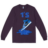 Plum 1 retro high og dark marina blue tee shoes dripping got em t shirt Long Sleeve Tee - linhVisuals
