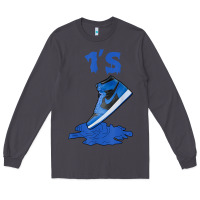 Smoke 1 retro high og dark marina blue tee shoes dripping got em t shirt Long Sleeve Tee - linhVisuals