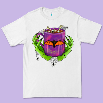 Halloween Coffee Cup With Hands Premium Tee Designed By Fadigitalartstudio
