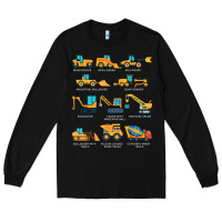 Black construction excavator vehicle boys builder heavy equipment t shirt Long Sleeve Tee - linhVisuals