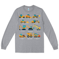 Heather Grey construction excavator vehicle boys builder heavy equipment t shirt Long Sleeve Tee - linhVisuals