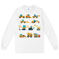 White construction excavator vehicle boys builder heavy equipment t shirt Long Sleeve Tee - linhVisuals