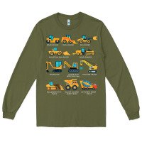 Army Green construction excavator vehicle boys builder heavy equipment t shirt Long Sleeve Tee - linhVisuals