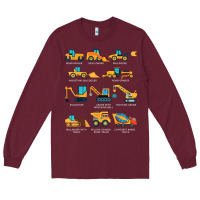 Burgundy construction excavator vehicle boys builder heavy equipment t shirt Long Sleeve Tee - linhVisuals