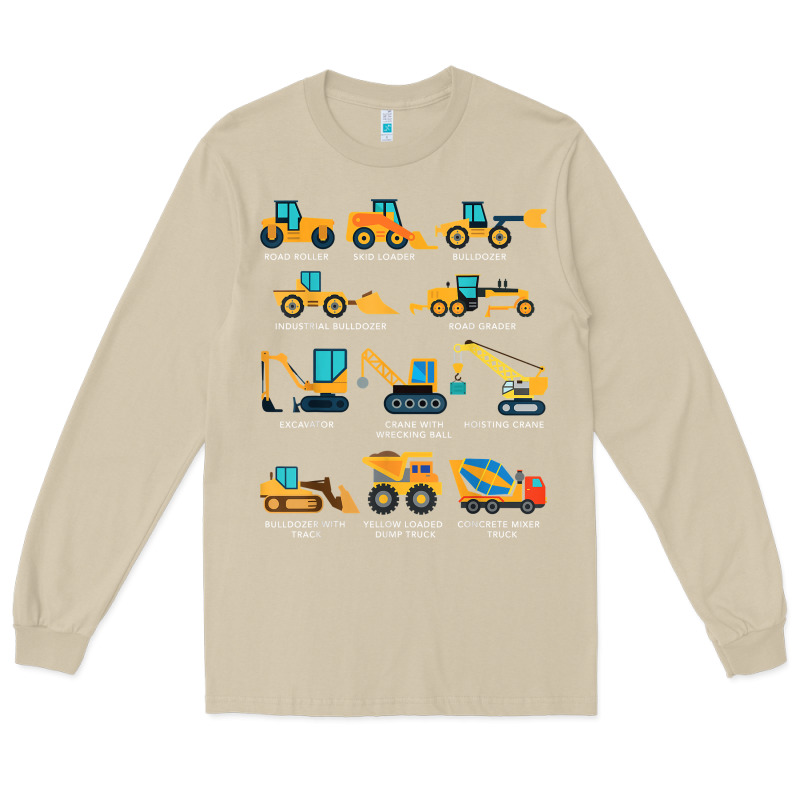 Construction Excavator Vehicle Boys Builder Heavy Equipment T Shirt Long Sleeve Tee by linhVisuals | Teevron