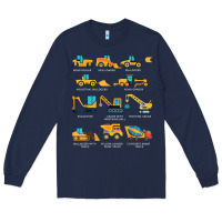 Navy construction excavator vehicle boys builder heavy equipment t shirt Long Sleeve Tee - linhVisuals