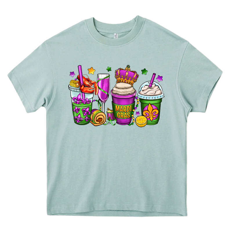 Mardi Gras Coffee Cups Heavy Core Tee by OliviaCreatesArt | Teevron