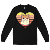 Black cute hamster design retro heart shape vintage t shirt Long Sleeve Tee - linhVisuals