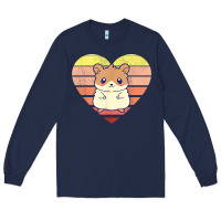 Navy cute hamster design retro heart shape vintage t shirt Long Sleeve Tee - linhVisuals