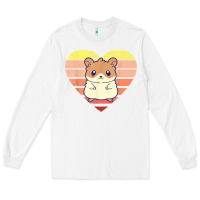 White cute hamster design retro heart shape vintage t shirt Long Sleeve Tee - linhVisuals