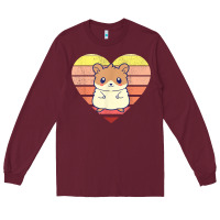 Burgundy cute hamster design retro heart shape vintage t shirt Long Sleeve Tee - linhVisuals
