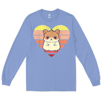 Colony Blue cute hamster design retro heart shape vintage t shirt Long Sleeve Tee - linhVisuals