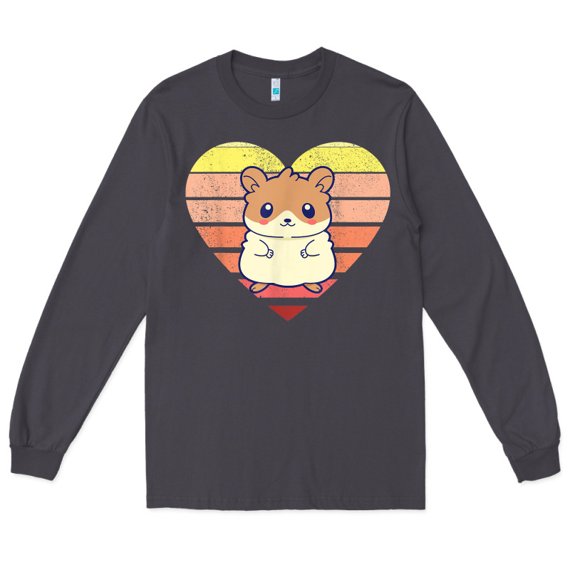 Cute Hamster Design Retro Heart Shape Vintage T Shirt Long Sleeve Tee by linhVisuals | Teevron
