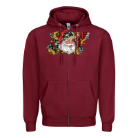 Burgundy santa joy with sunflowers Zipper Hoodie - RanaPortraitStore