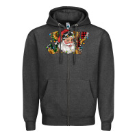 Charcoal Heather santa joy with sunflowers Zipper Hoodie - RanaPortraitStore
