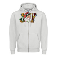 Dove Grey santa joy with sunflowers Zipper Hoodie - RanaPortraitStore