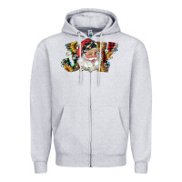 Heather Grey santa joy with sunflowers Zipper Hoodie - RanaPortraitStore