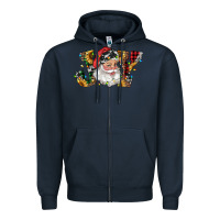 Navy santa joy with sunflowers Zipper Hoodie - RanaPortraitStore