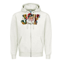 Oatmeal Heather santa joy with sunflowers Zipper Hoodie - RanaPortraitStore