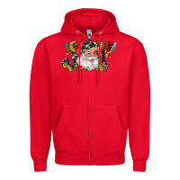 Red santa joy with sunflowers Zipper Hoodie - RanaPortraitStore