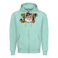 Seafoam santa joy with sunflowers Zipper Hoodie - RanaPortraitStore
