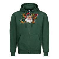 Sports Green santa joy with sunflowers Zipper Hoodie - RanaPortraitStore
